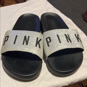 Pink VS Women Glitter Slide Sandals